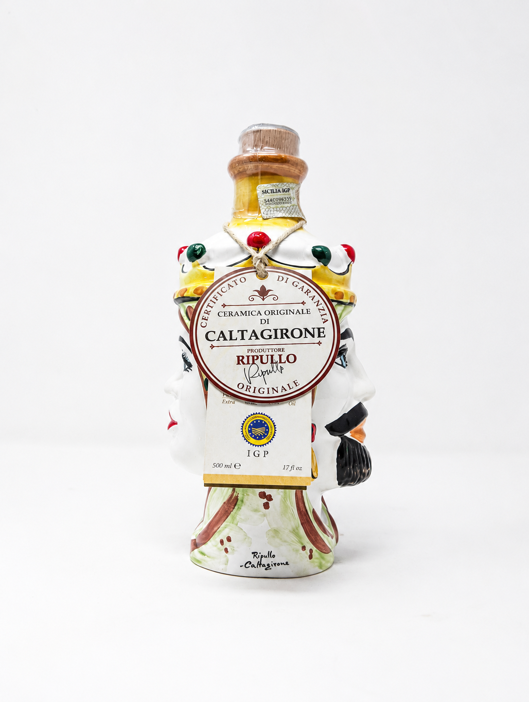 Testa di Moro Frantoi Cutrera in ceramica di Caltagirone, vista laterale